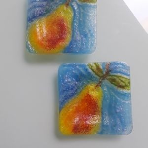 Mini fused art glass dish set 3x3